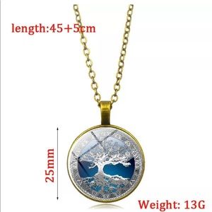 Unisex Men And Women Couples Gift Celtic Tree Time Necklace Glass Dome Pendant